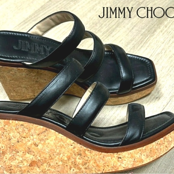 Jimmy Choo leather strap, cork heel Sandals - Picture 2 of 7